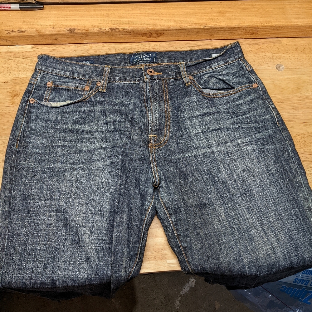 Lucky Brand 221 Original Straight Jeans 34x30 Indigo Wash